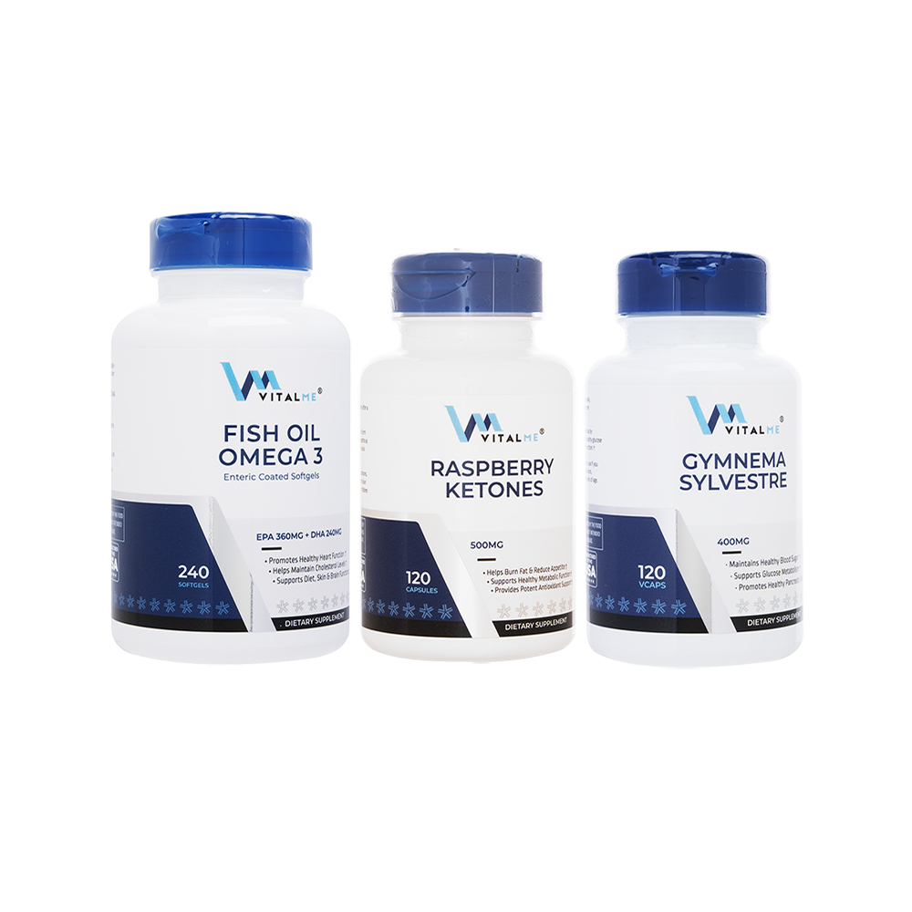 ギムネマシルベスタ400mg120錠+ラズベリーケトン500mg120錠+フィッシュオイルオメガ3_240錠(バイタルミー)[各1本] 1セット