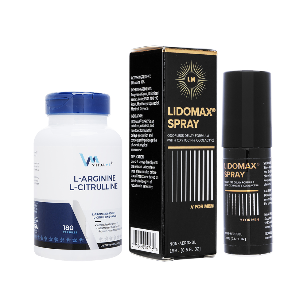 L-アルギニン&L-シトルリン180錠(バイタルミー)3本+リドマックススプレー15ml1本 1セット